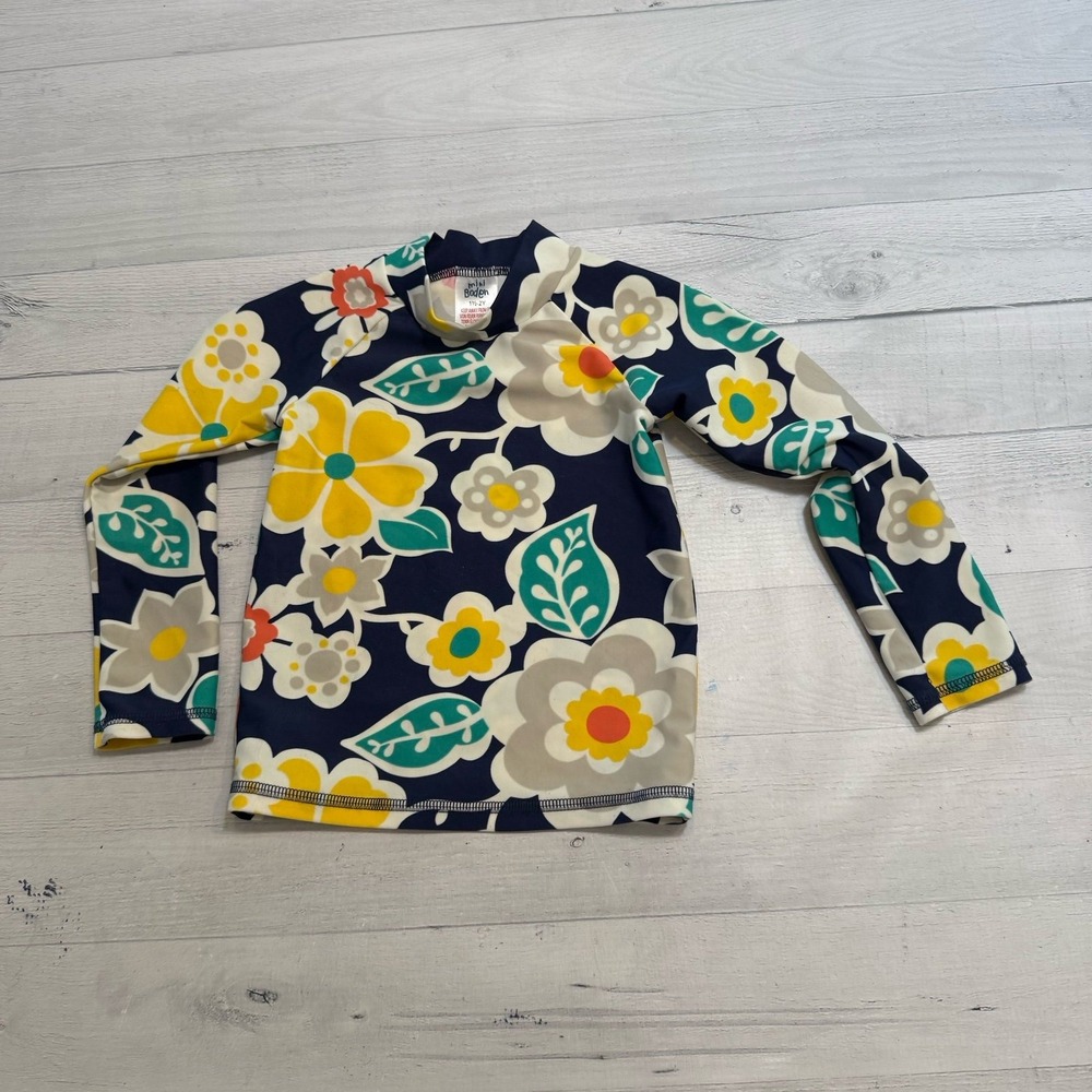 Mini Boden girls floral long sleeve rash guard 1.5-2 years